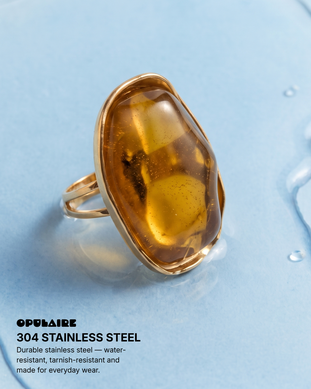 Fudge - Big stone ring - Stainless steel