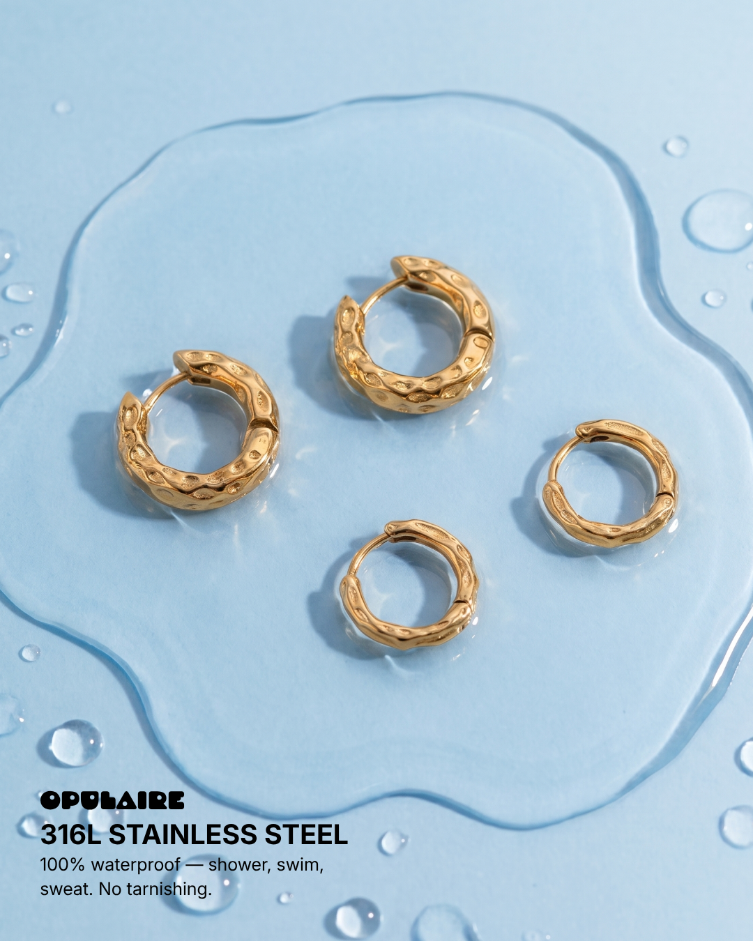 Vera - Textured hoop earrings - Stainless steel