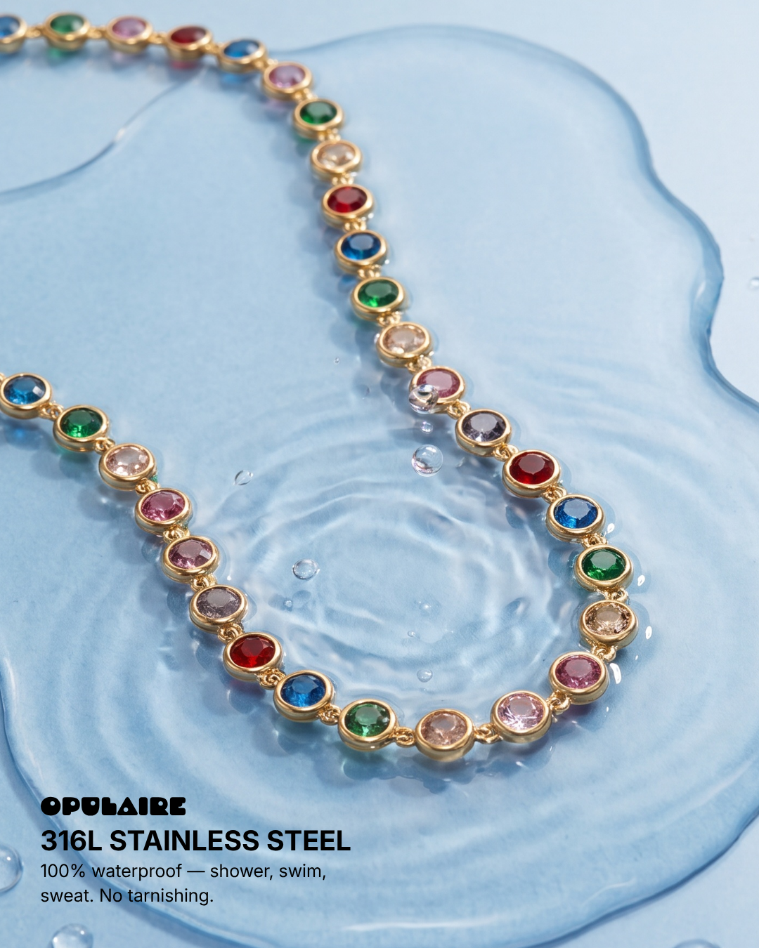 Daisy - Bezel tennis Necklace - Stainless steel