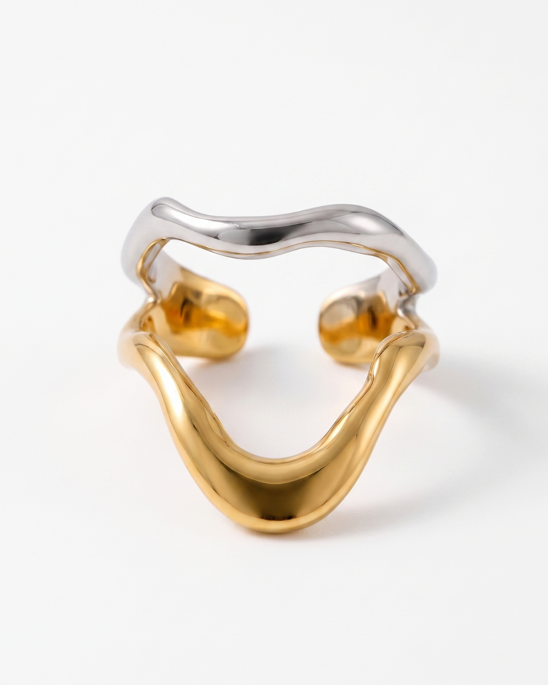 Rosa - Wavy open ring - Stainless steel