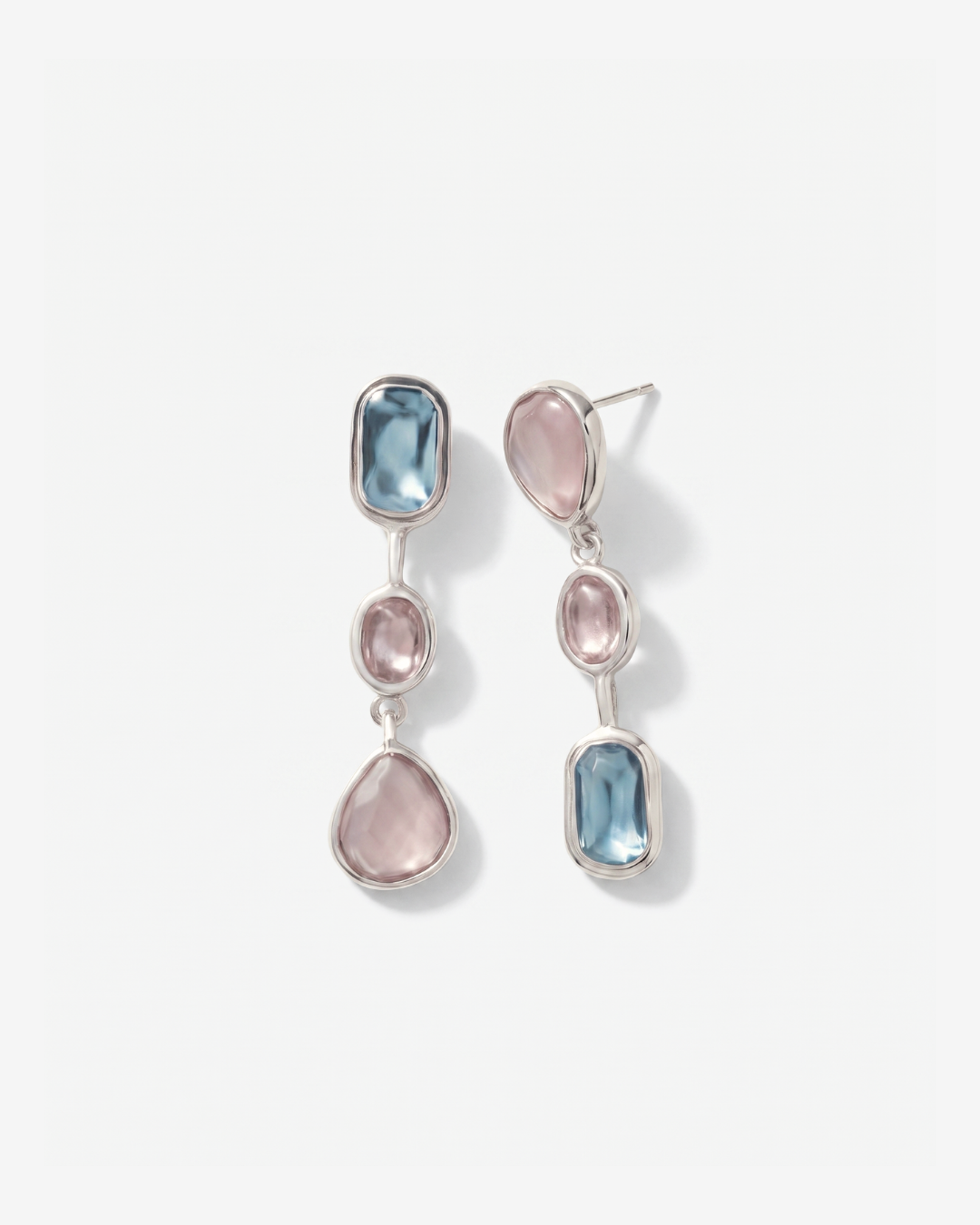 Cillian - Bezel drop earrings - Stainless steel
