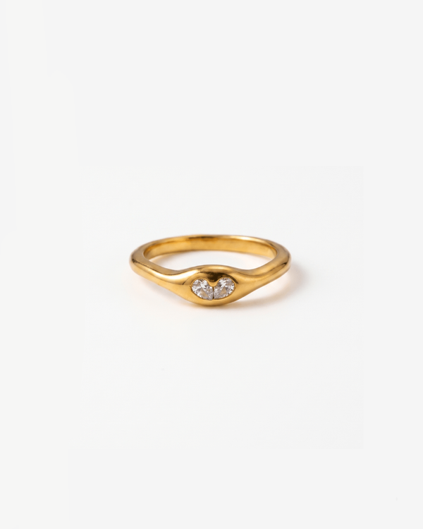 Apple - Stackable stone ring - Stainless steel