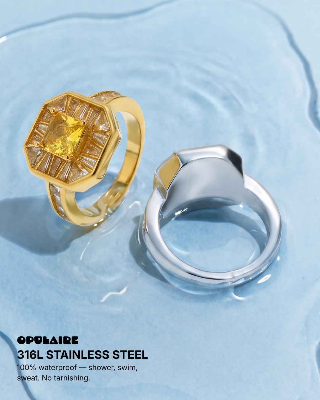 Vivienne - Stone signet ring - Stainless steel