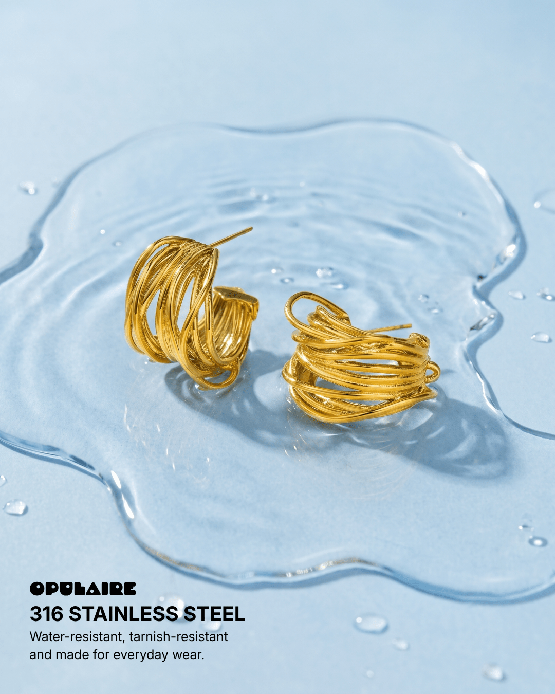 Amadora - C-hoop earrings - Stainless steel - Opulaire - WATERPROOF jewelry - 