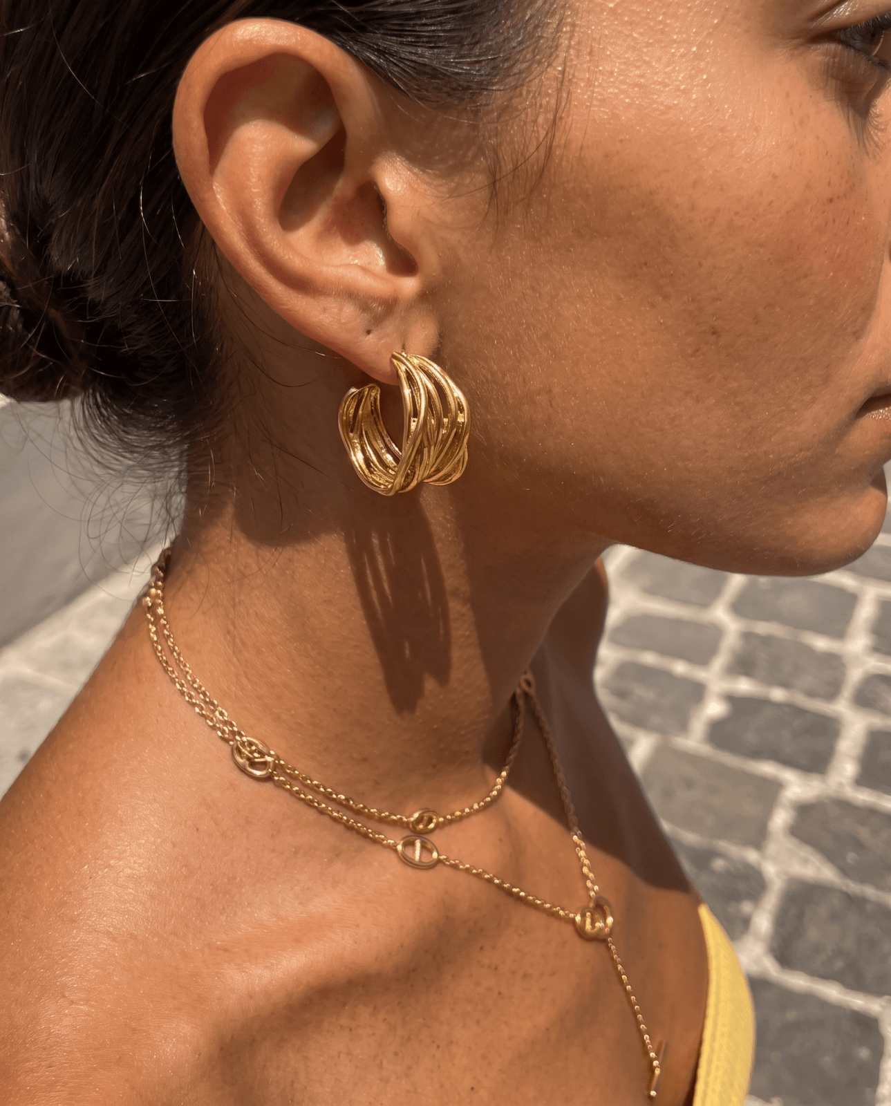 Amadora - C-hoop earrings - Stainless steel - Opulaire - WATERPROOF jewelry - 