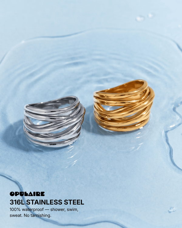 Amadora - Woven ring - Stainless steel - Opulaire - WATERPROOF jewelry - EU 52 -