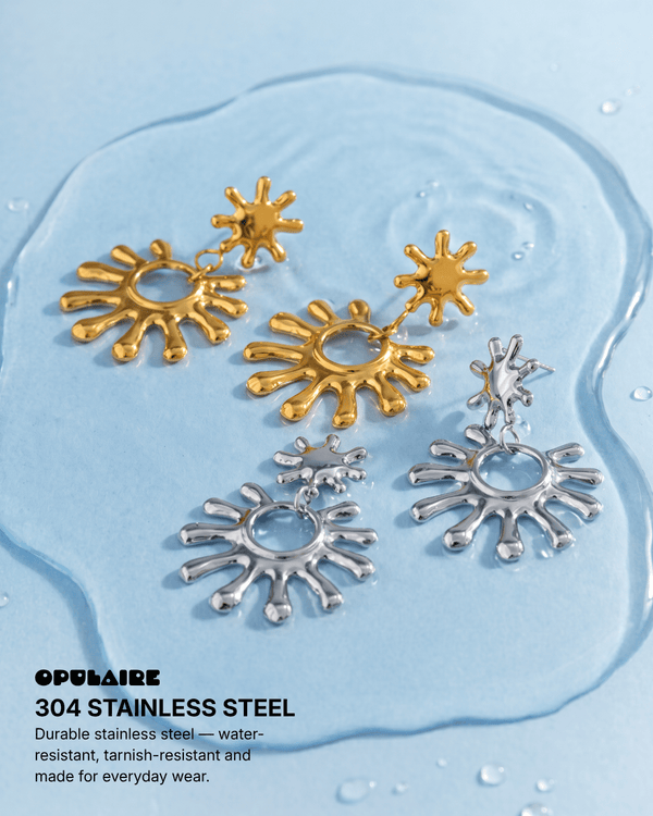 Amina - Drop earrings - Stainless steel - Opulaire - WATERPROOF jewelry - 