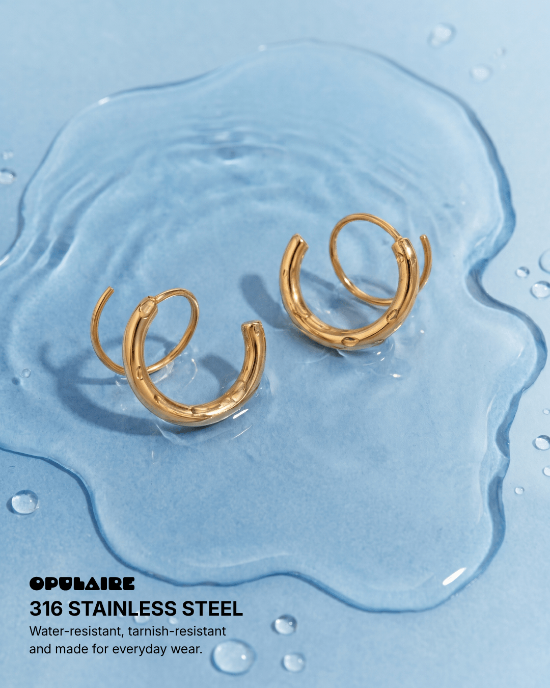 Apollo - Dainty double hoop earrings - Stainless steel - Opulaire - WATERPROOF jewelry - 