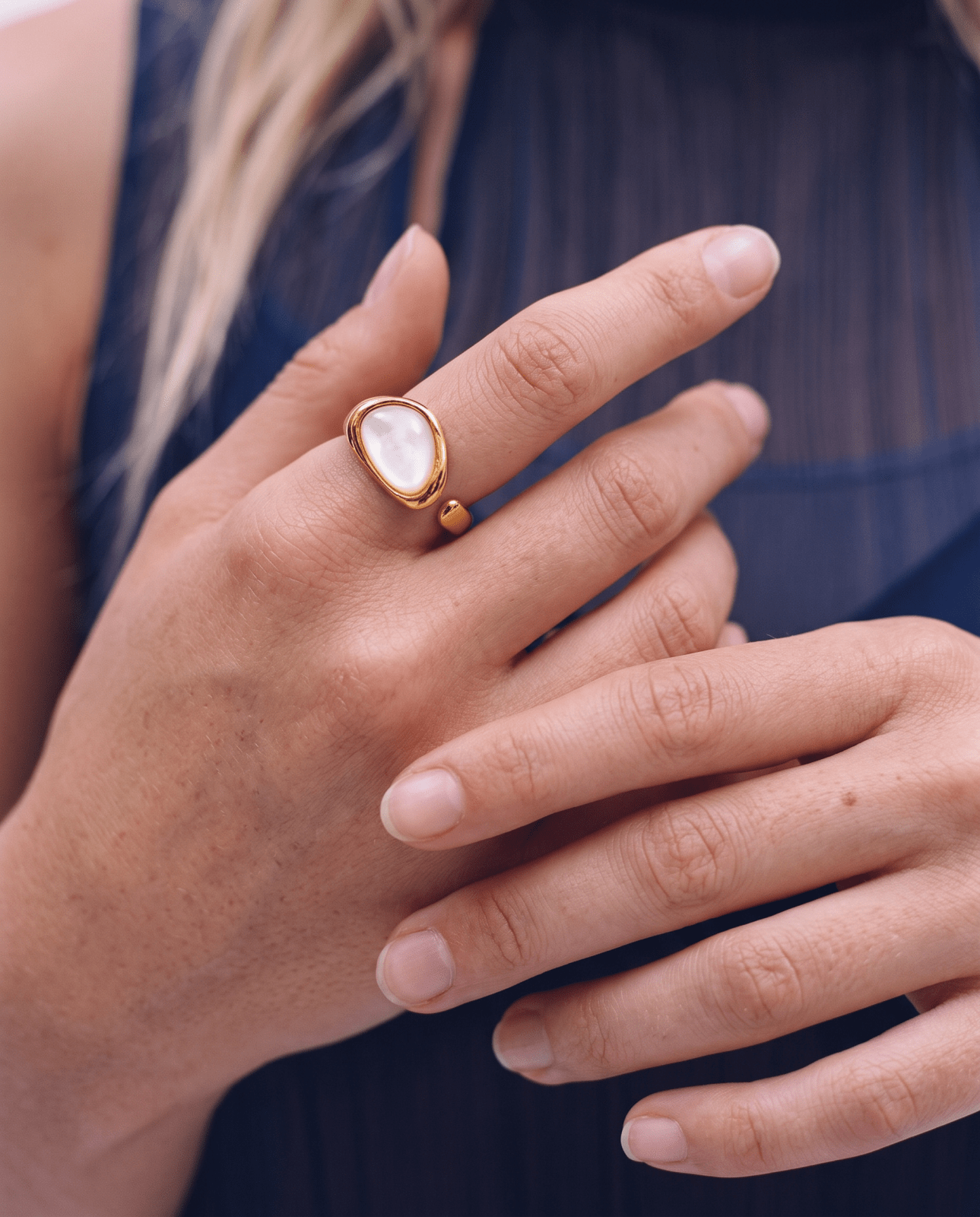 Aurora - Open stone ring - Stainless steel - Opulaire - WATERPROOF jewelry - EU 54 -