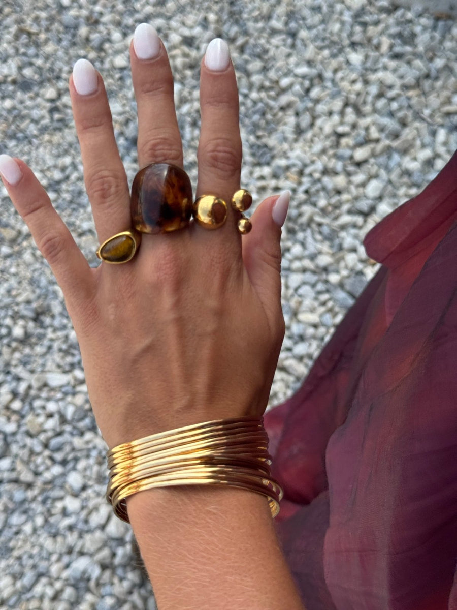 Aurora - Open stone ring - Stainless steel