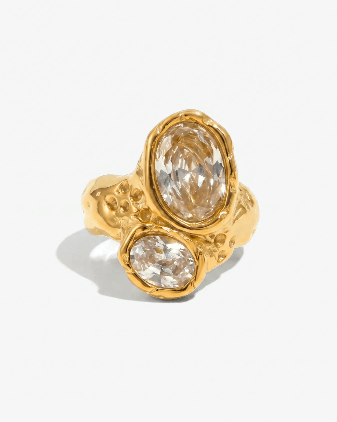 Aya - Chunky double stone ring - Stainless steel - Opulaire - WATERPROOF jewelry - EU 52 -