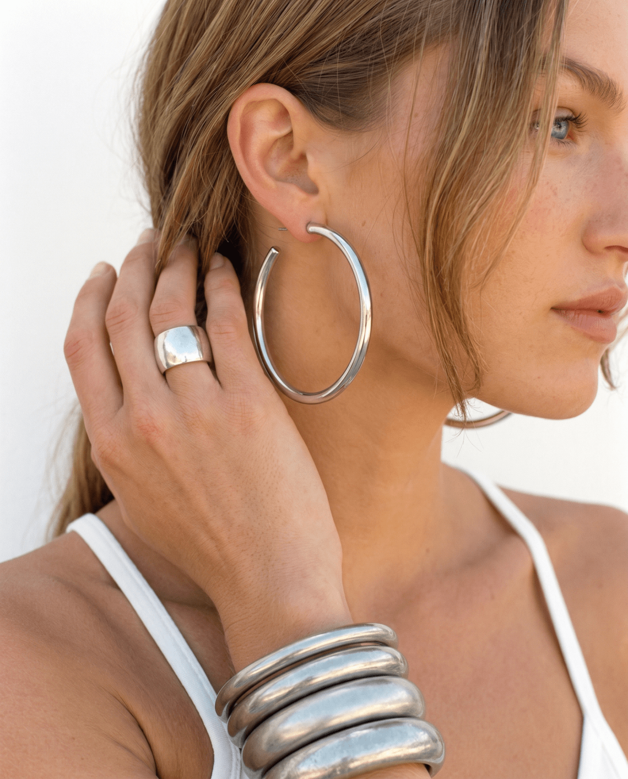 Britney - Open hoop earrings - Stainless steel - Opulaire - WATERPROOF jewelry - 