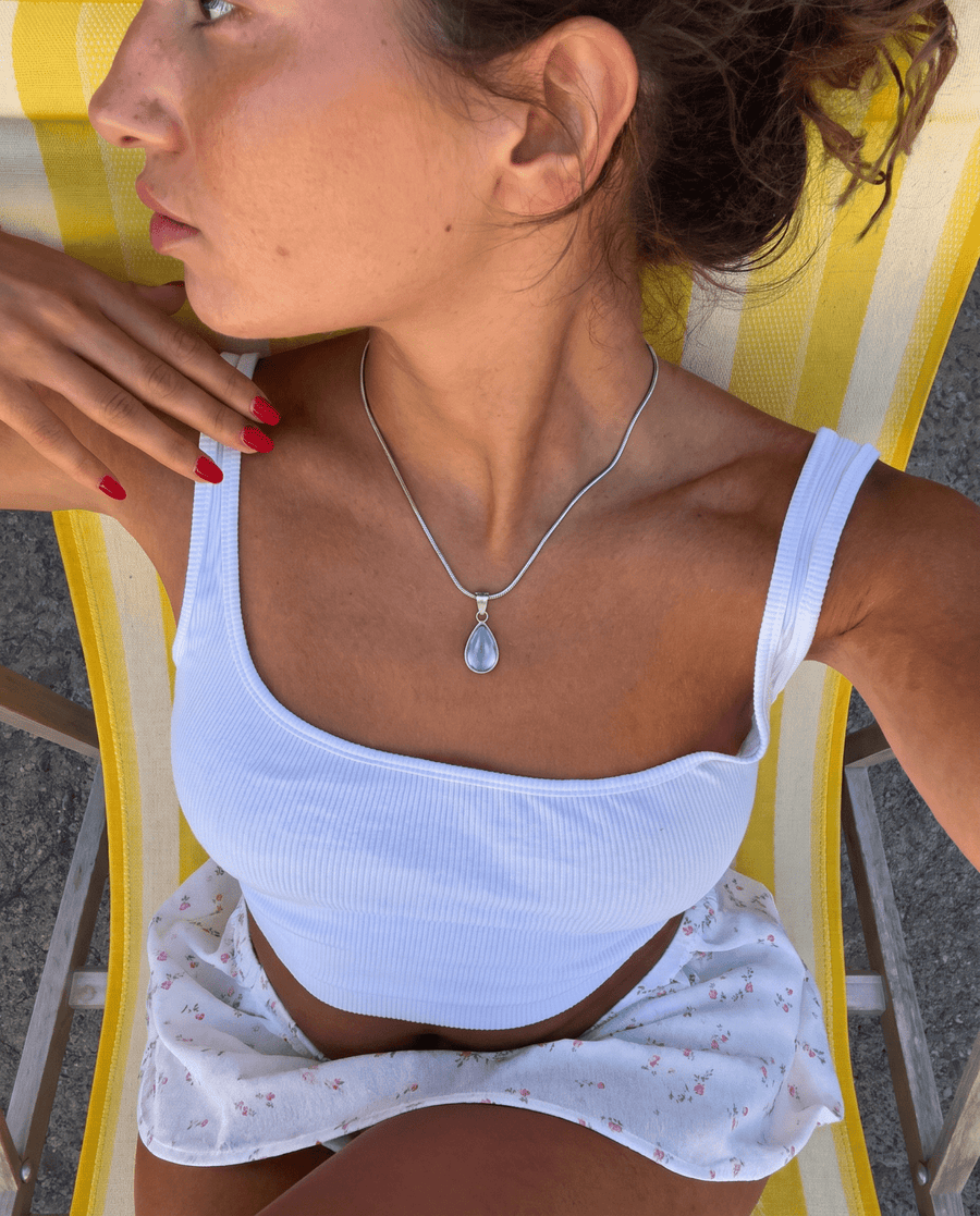 Caia - Stone pendnat necklace - Stainless steel
