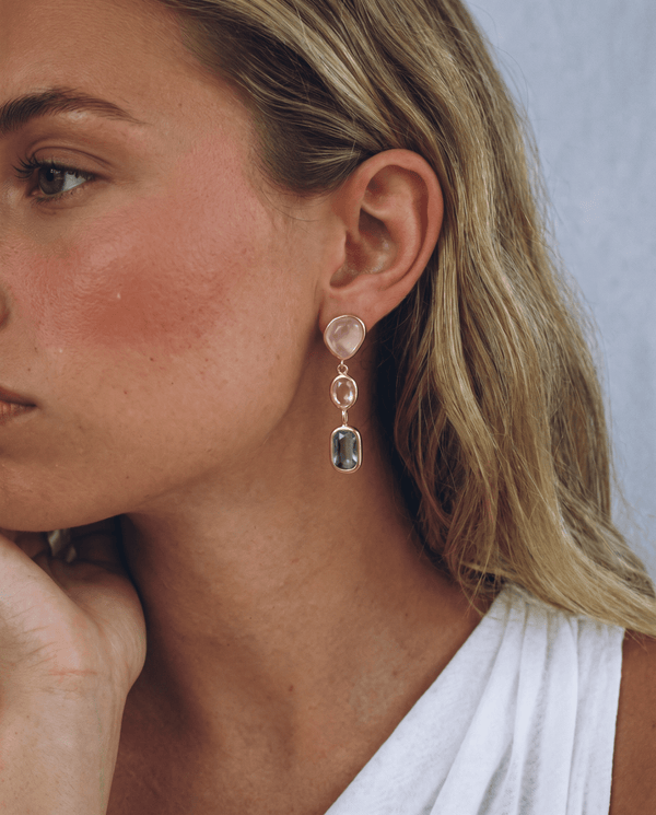 Cillian - Bezel drop earrings - Stainless steel - Opulaire - WATERPROOF jewelry - 