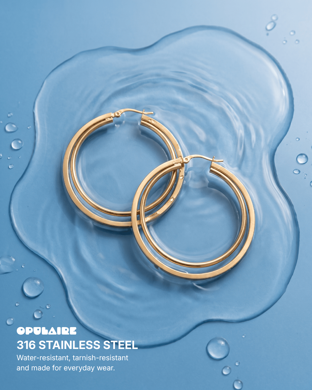 Double hoop earrings - Opulaire - WATERPROOF jewelry - 
