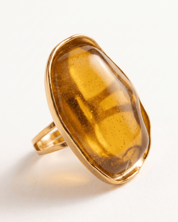 Fudge - Big stone ring - Stainless steel - Opulaire - WATERPROOF jewelry - Adjustable -