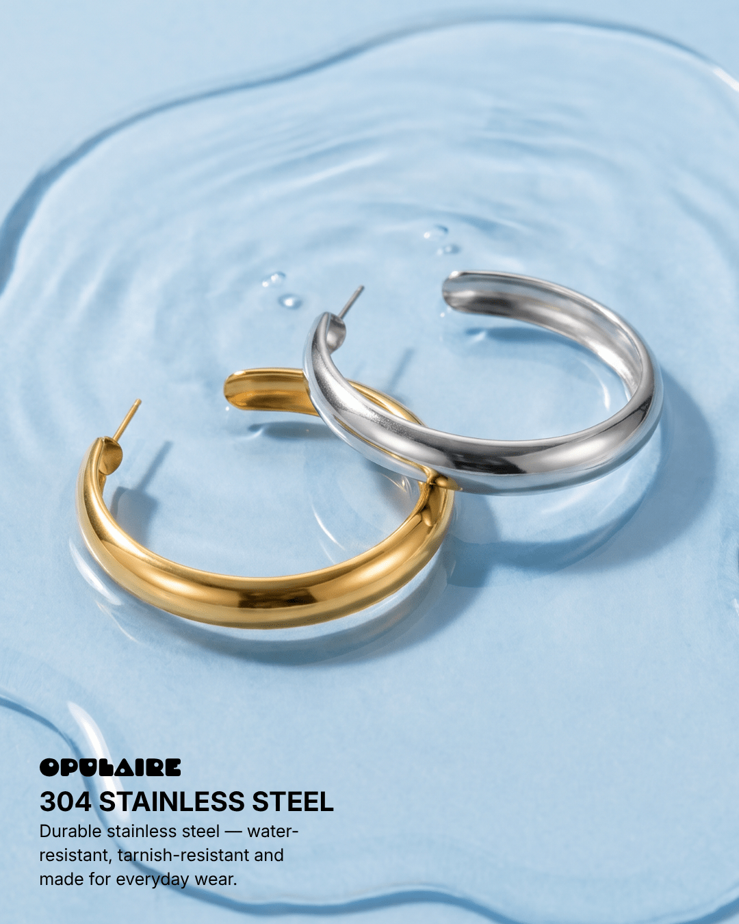 Gianna - Open hoop earrings - Stainless steel - Opulaire - WATERPROOF jewelry - 