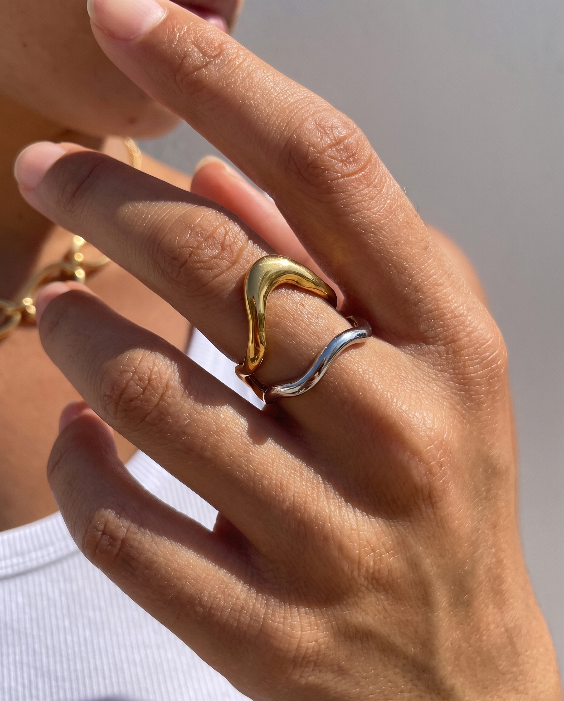 Rosa - Wavy open ring - Stainless steel