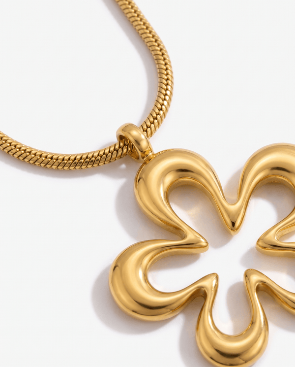 Ivy - Flower pendant necklace - Stainless steel - Opulaire - WATERPROOF jewelry - 