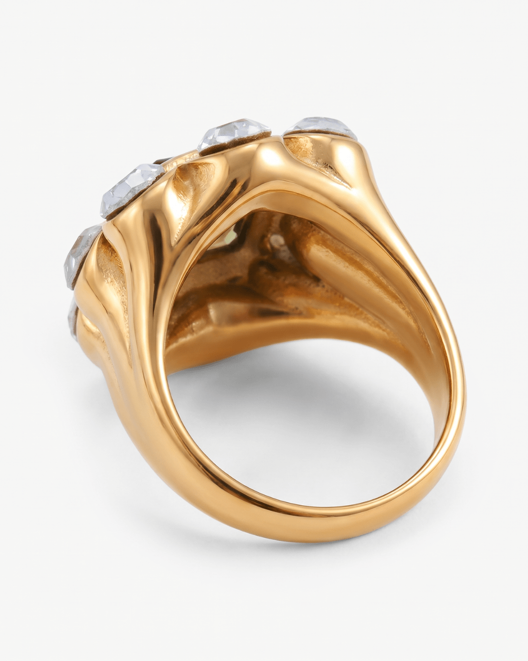 Marzo - Chunky stone signet ring - Stainless steel - Opulaire - WATERPROOF jewelry - EU 52 -