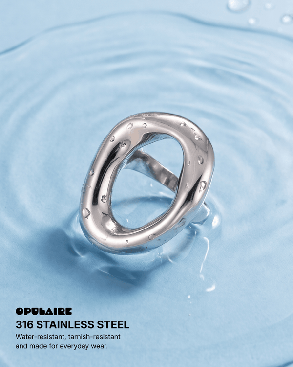 Olivia - Chunky open circle ring - Stainless steel - Opulaire - WATERPROOF jewelry - EU 52 -