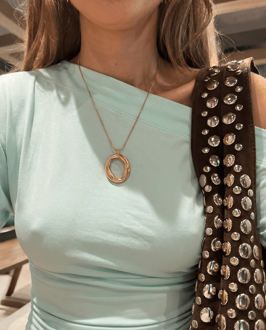 Olivia - Open circle pendant necklace - Stainless steel