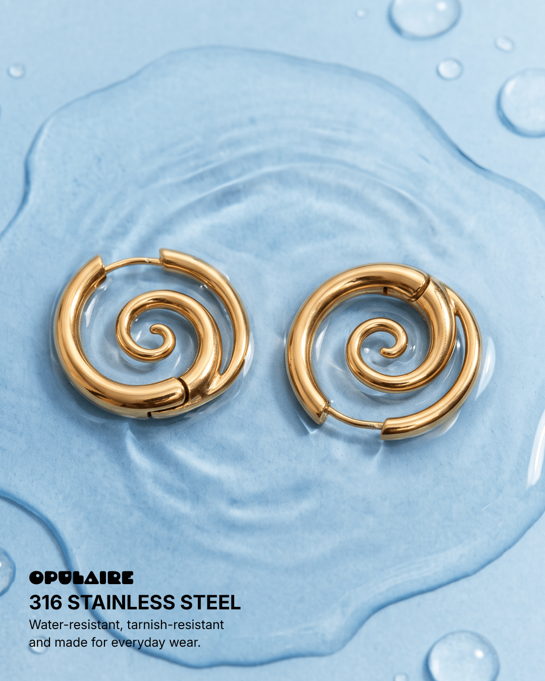 Portici - Twirl hoop earrings - Stainless steel - Opulaire - WATERPROOF jewelry - 