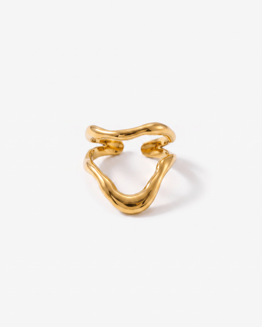 Rosa - Wavy open ring - Stainless steel - Opulaire - WATERPROOF jewelry - Adjustable -