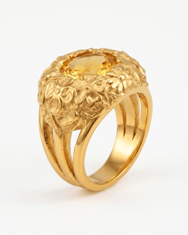 Rose - Floral cocktail ring - Stainless steel - Opulaire - WATERPROOF jewelry - EU 52 -