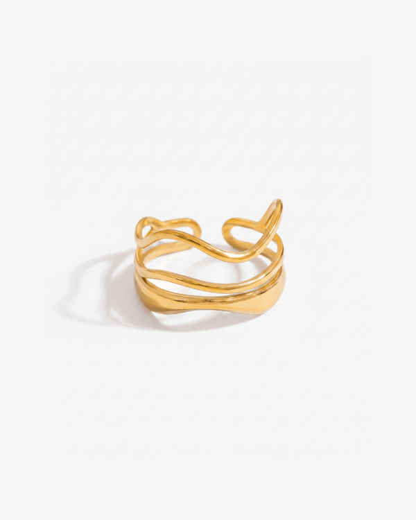 Voleno - Wavy multi-band ring - Stainless steel - Opulaire - WATERPROOF jewelry - Adjustable -